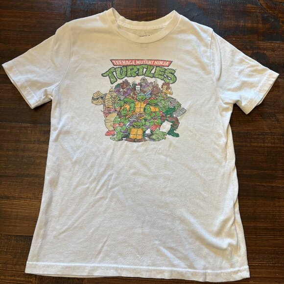 Abercrombie Kids Teenage Mutant Ninja Turtles Graphic White T-Shirt ~ 9/10 - Picture 1 of 4